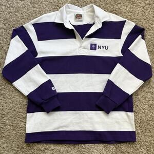 NYU x Barbarian Rugby Wear Shirt Long Sleeve Purple White Striped Men’s Size L